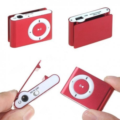 Mp3 player con clip con auriculares con cable usb en caja de regalo