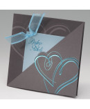 Invitación de boda corazones azul plata