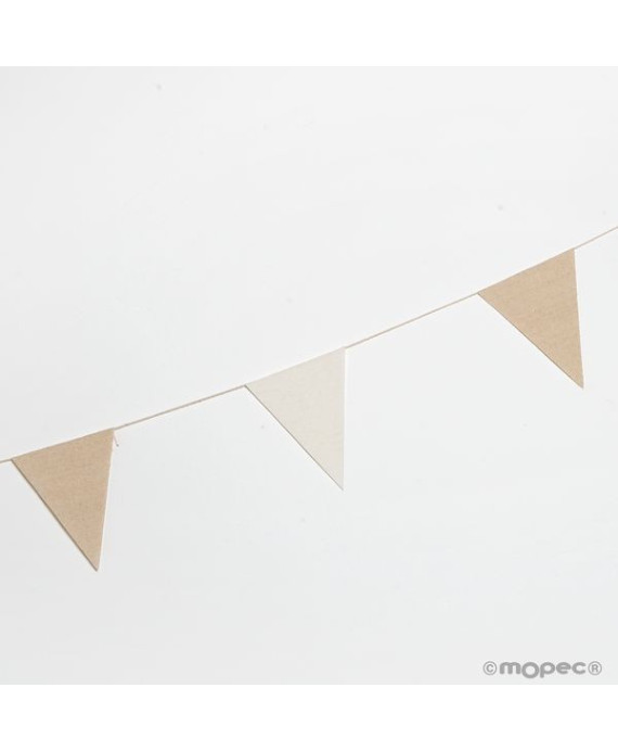 Guirnalda Bandera Tela Marfil y Beige
