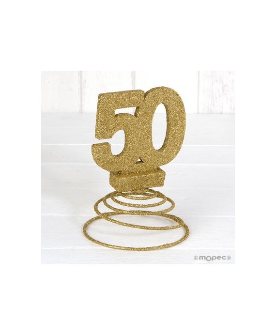 Decoración 50 Aniversario Purpurina Dorada