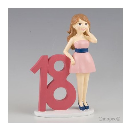 Figura para pastel 18 aniversario chica vestido