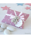 Broche osito strass estuche tela rosa topos   peladillas chocolate