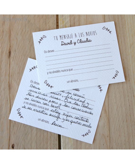 Tarjeta deseos para los novios