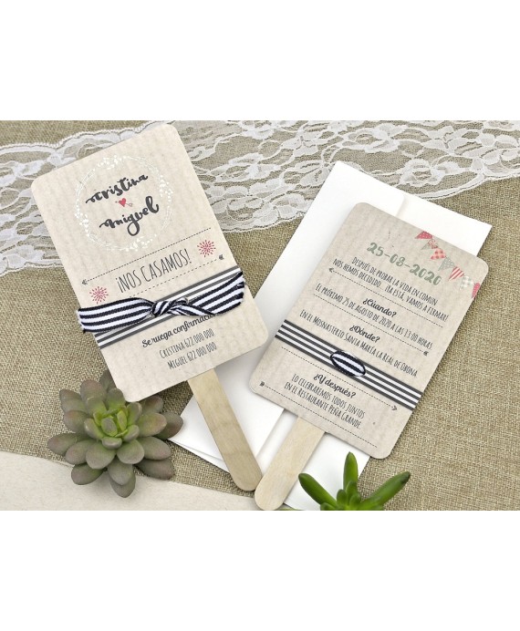 Invitación de boda corazón flores