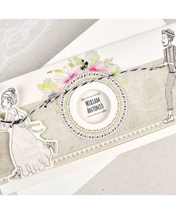 Invitacion de boda novios cuerda