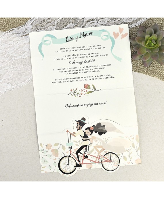 Invitacion de boda bicicleta vintage