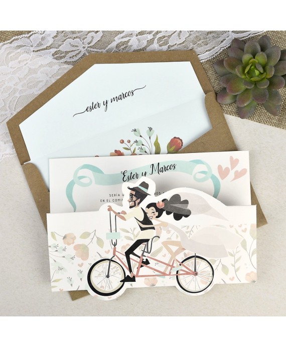 Invitacion de boda bicicleta vintage