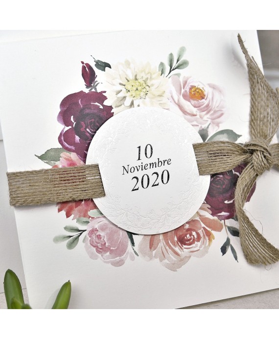 Invitacion de boda lazo flores