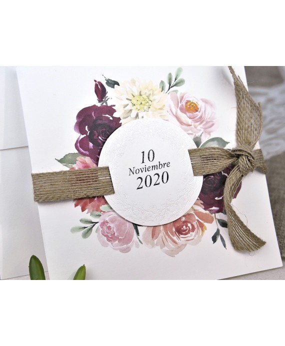 Invitacion de boda lazo flores