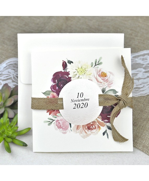 Invitacion de boda lazo flores