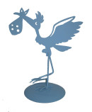 Figura pastel metálica cigüeña rosa - azul