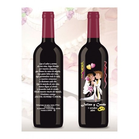 Botella de Vino personalizada Boda Amor