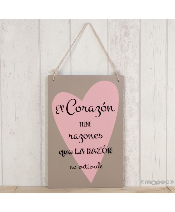 Cuadro de Madera, Corazón con Frase