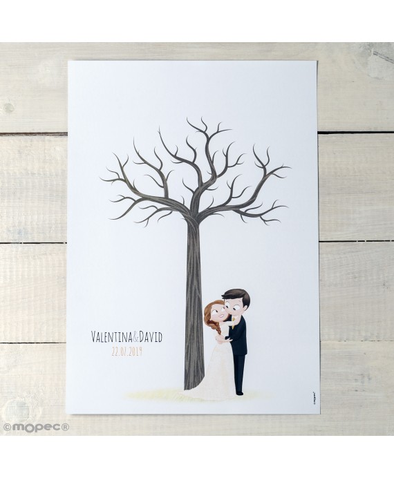 Lámina Para Enmarcar Árbol de Huellas Boda Pop-Fun