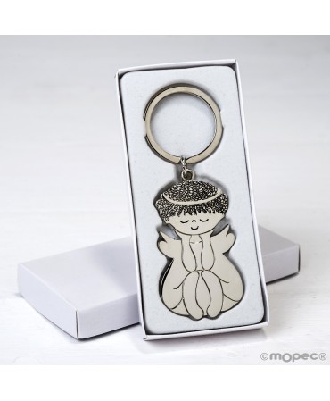 Llavero metálico Ángel sentado con caja regalo blanca
