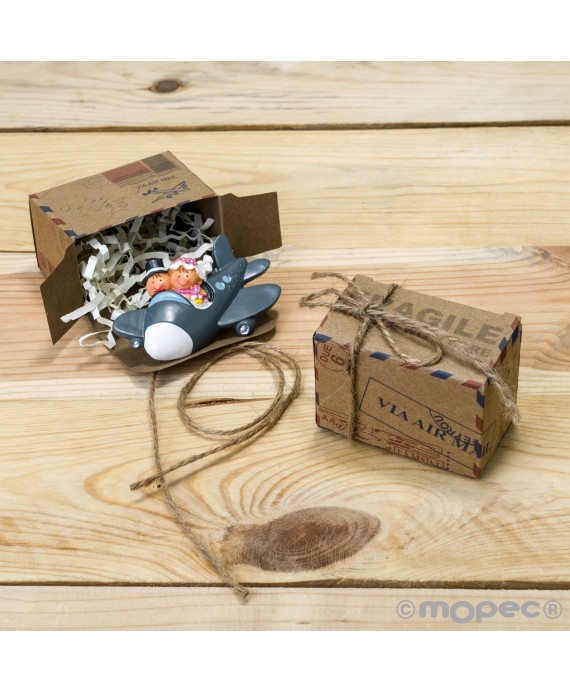 Imán Pit-Pita avión en caja air mail con cordón rústico