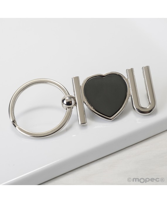 Llavero metálico Letras I Love U y corazón