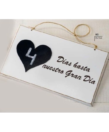 Cuadro Madera con Pizarra "Días Hasta Nuestro..."