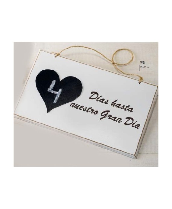 Cuadro Madera con Pizarra "Días Hasta Nuestro..."