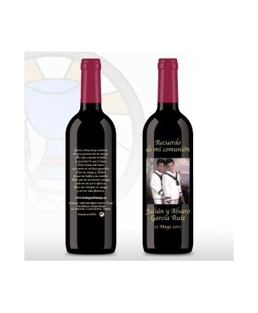 Vino Decorada Comunión 375 ml Foto