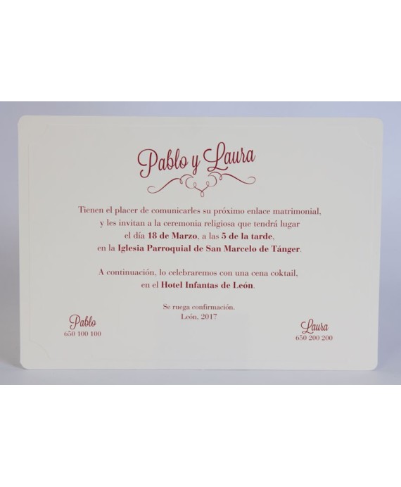 Invitacion de boda Nevado