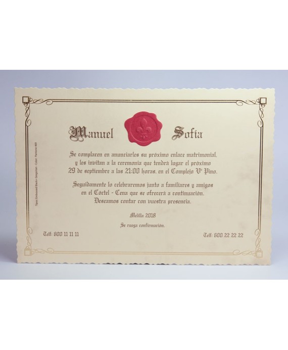 Invitacion de boda Dora