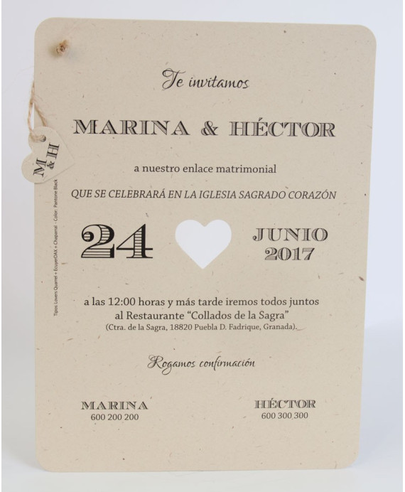 Invitacion de boda Yak