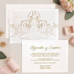 Invitacion de boda portada troquel blanca