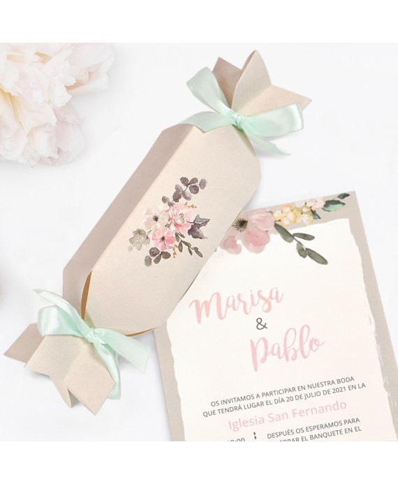 Invitacion de boda caramelo flores