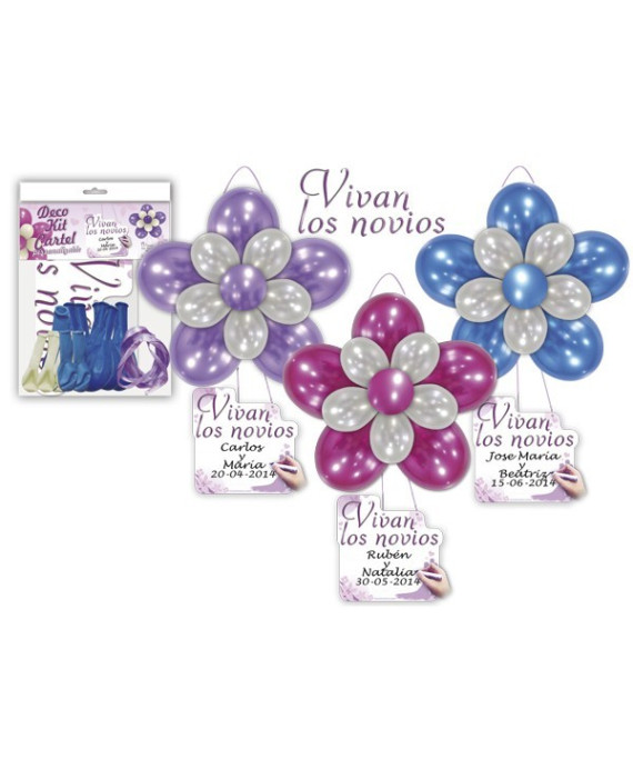 Deco kit blogos + cartel vivan los novios