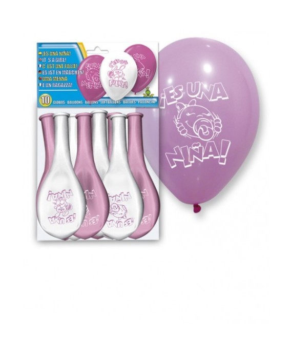 Set 10 globos "es una niña"