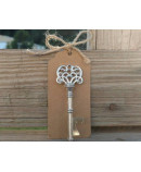 Llavero vintage abrebotellas bronce + tarjeta kraf