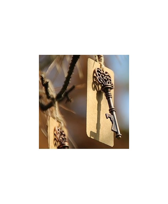 Llavero vintage abrebotellas bronce + tarjeta kraf