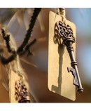 Llavero vintage abrebotellas bronce + tarjeta kraf