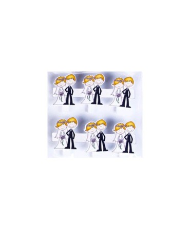 Pack con 6 Pinzas Decoración Novios Madera