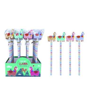 Lote 24 lápices de madera con borrador llamas