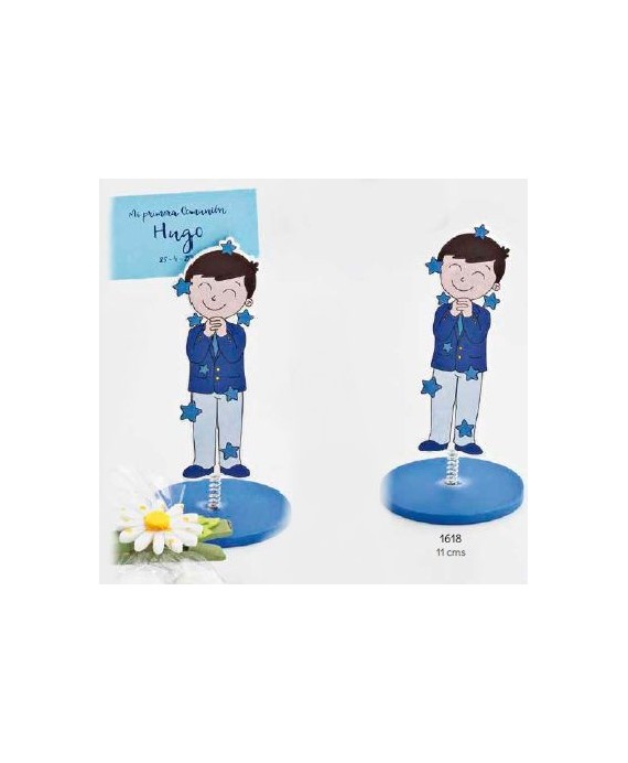 Sujeta-tarjetas niño comunión estrellas madera