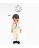 Niño comunión almirante casaca blanca sujeta-tarjetas