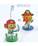 Porta-Cepillos Madera Pirata Reloj de Arena