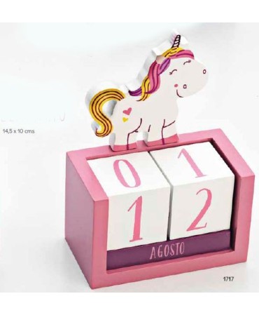 Calendario Perpetuo Madera Unicornio