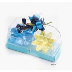 Set 2 velas gelatina flotante con flor pinza azul