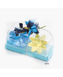 Set 2 Velas Gelatina Flotante Con Flor Pinza Azul