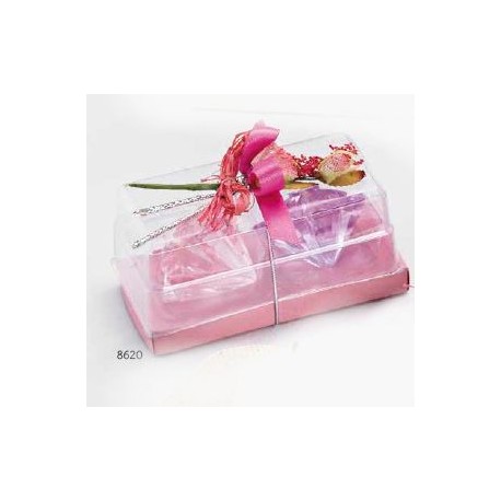 Set 2 velas gelatina flotante con flor pinza rosa
