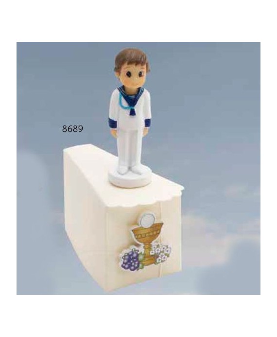 Cajita niño comunión marinero ancla c/5 peladillas