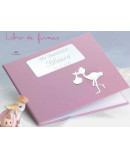 Libro de firmas bautizo rosa