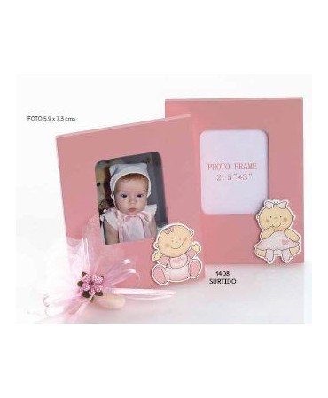 Portafotos rosa madera bebé