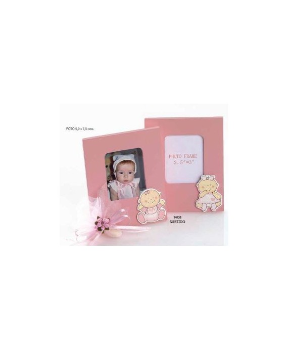 Portafotos rosa madera bebé