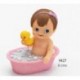 Sujeta-tarjetas bebé niña bañera rosa