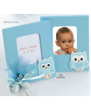 Portafotos celeste madera búhos