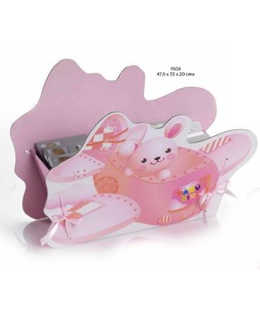 Cesto avión bebé rosa